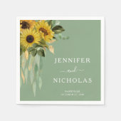 Elegant Green Floral Sunflower Wedding Servet (Voorkant)