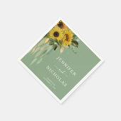 Elegant Green Floral Sunflower Wedding Servet (Hoek)