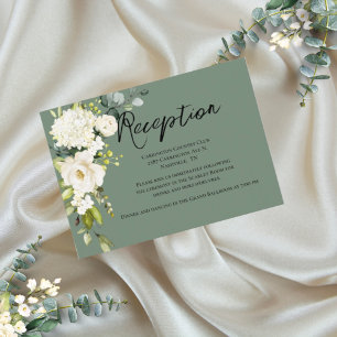 Elegant Green Floral Waterverf Reception Kaart