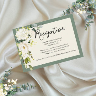 Elegant Green Floral Waterverf Reception Kaart