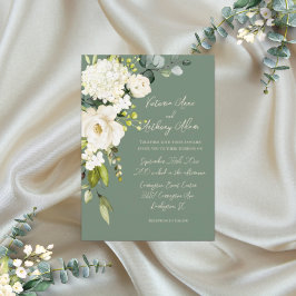 Elegant Green Floral Waterverf Script Wedding Kaart