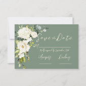 Elegant Green Floral Waterverf Sparen de Datum Save The Date (Voorkant)