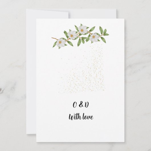 Elegant Green Floral Wedding Invitation Kaart (Achterkant)