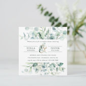 Elegant Green Foliage Ampersand Couples Shower Kaart (Staand voorkant)