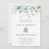 Elegant Green Foliage Ampersand Wedding Kaart (Voorkant)