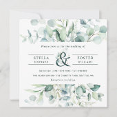 Elegant Green Foliage Ampersand Wedding Square Kaart (Voorkant)
