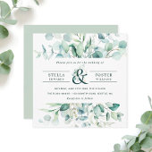 Elegant Green Foliage Ampersand Wedding Square Kaart