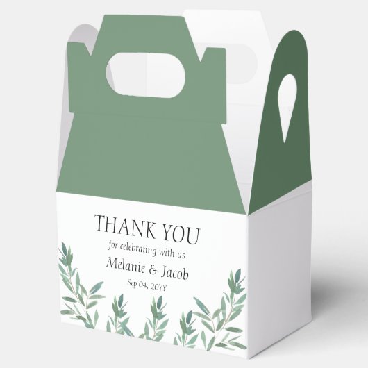 Elegant Green Foliage Bedankdoosjes (Geopend)