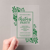 Elegant Green Foliage Christmas Party Acryl Uitnodigingen (Insitu (Draagbaar))