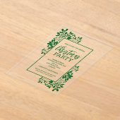 Elegant Green Foliage Christmas Party Acryl Uitnodigingen (Laagn)