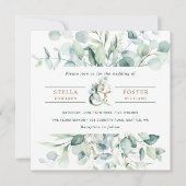 Elegant Green Foliage Gold Ampersand Wedding Kaart (Voorkant)