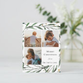 Elegant Green Foliage Gold Confetti Waterverf Feestdagenkaart (Staand voorkant)