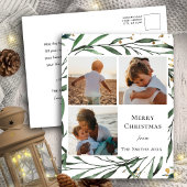 Elegant Green Foliage Gold Confetti Waterverf Feestdagenkaart