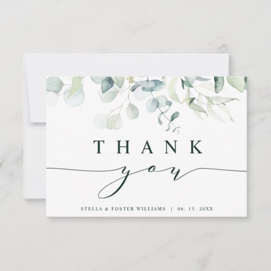 Elegant Green Foliage Hartelijk dank Bedankkaart (Voorkant)