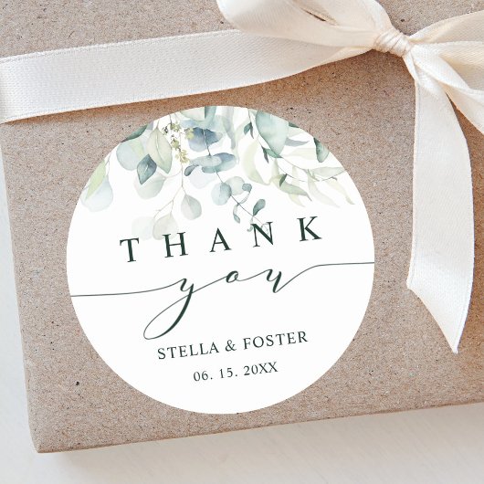 Elegant Green Foliage Hartelijk dank Ronde Sticker