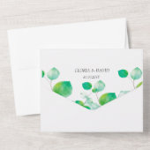 Elegant Green Foliage QR Code All In One Uitnodiging (Achterkant)