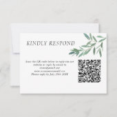 Elegant green Foliage QR Code RSVP Card (Voorkant)