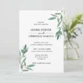 Elegant Green Foliage QR Code Weddenschap Uitnodig Kaart (Staand voorkant)