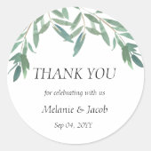 Elegant Green Foliage Ronde Sticker (Voorkant)