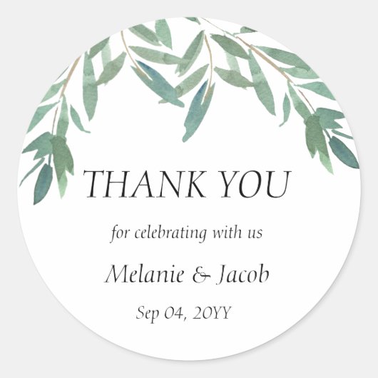 Elegant Green Foliage Ronde Sticker (Voorkant)