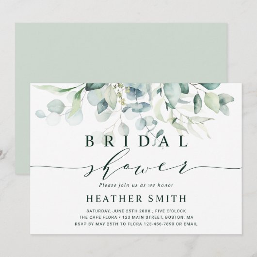 Elegant Green Foliage Vrijgezellenfeest Kaart (Voorkant / Achterkant)