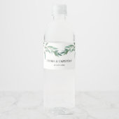 Elegant Green Foliage Weddenschap Water Fles Label Waterfles Etiket (Voorkant)