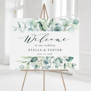 Elegant Green Foliage Weddenschap Welkomstbord Poster