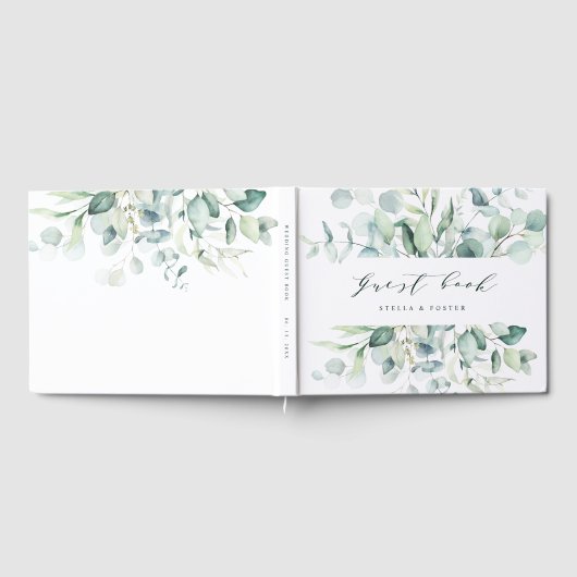 Elegant Green Foliage Wedding Gastenboek (Volledig)