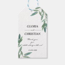 Elegant Green Foliage Wedding Gift Labels