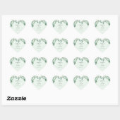 Elegant Green Foliage Wedding Hart Sticker (Vel)