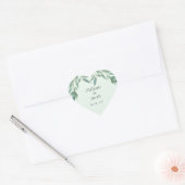Elegant Green Foliage Wedding Hart Sticker (Envelop)