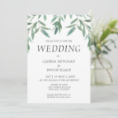Elegant Green Foliage Wedding Invitation Kaart (Staand voorkant)