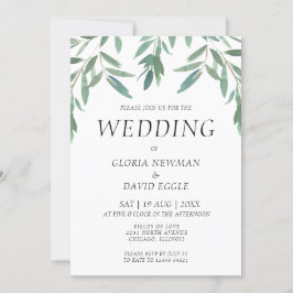 Elegant Green Foliage Wedding Invitation Kaart
