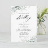Elegant Green Foliage Wedding Invitation Kaart (Staand voorkant)