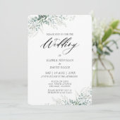 Elegant Green Foliage Wedding Invitation Kaart (Staand voorkant)
