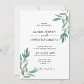 Elegant Green Foliage Wedding Invitation Kaart (Voorkant)