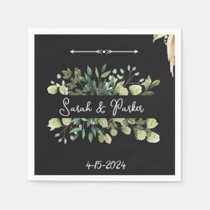 Elegant Green Foliage Wedding Napkins Servet