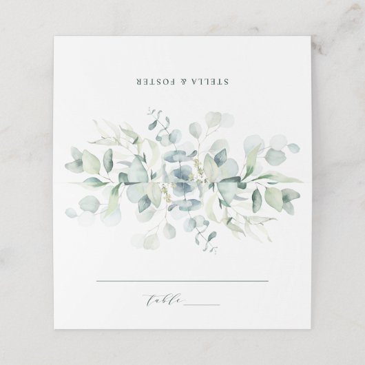 Elegant Green Foliage Wedding Plaatskaartje (Buitenkant ongevouwen)