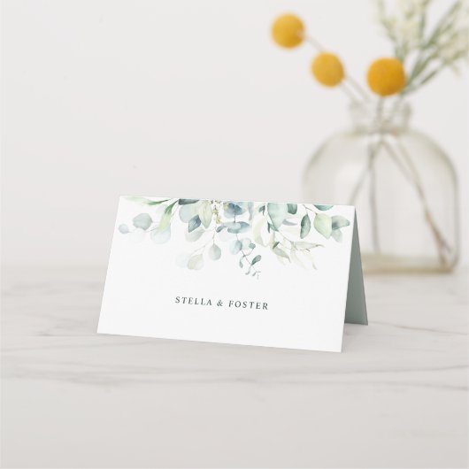 Elegant Green Foliage Wedding Plaatskaartje (Achterkant)