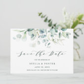 Elegant Green Foliage Wedding Save the Date Kaart (Staand voorkant)