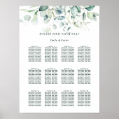 Elegant Green Foliage Wedding Seding Chart Poster (Voorkant)