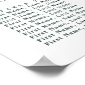 Elegant Green Foliage Wedding Seding Chart Poster (Hoek)