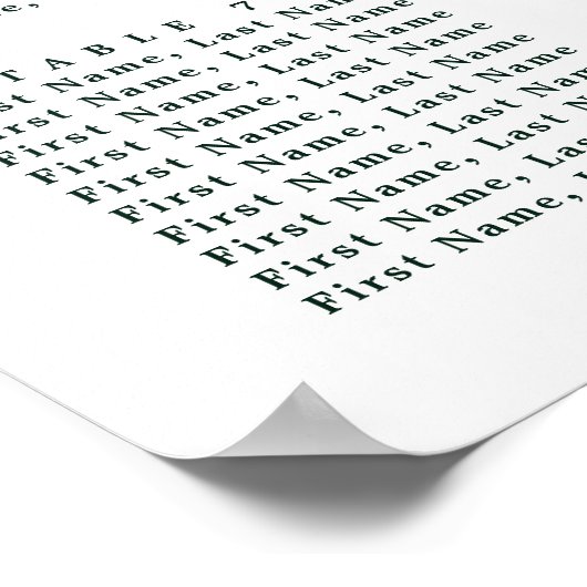 Elegant Green Foliage Wedding Seding Chart Poster (Hoek)