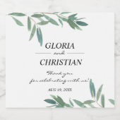 Elegant Green Foliage Wedding Sparkling Wijnetiket (Enkel label)