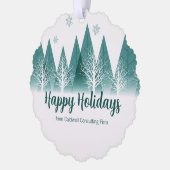 Elegant Green Forest Custom Christmas Company Gift Ornament Kaart (Links)
