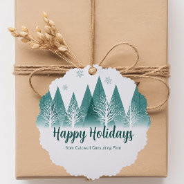 Elegant Green Forest Custom Christmas Company Gift Ornament Kaart