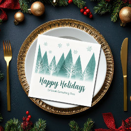 Elegant Green Forest Custom Company Holiday Party Servet
