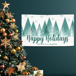 Elegant Green Forest Custom Company Holiday Party Spandoek