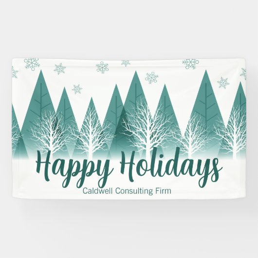 Elegant Green Forest Custom Company Holiday Party Spandoek (Horizontaal)