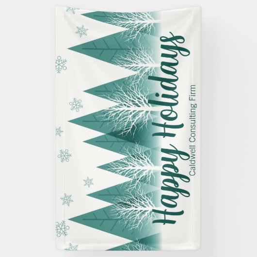 Elegant Green Forest Custom Company Holiday Party Spandoek (Verticaal)